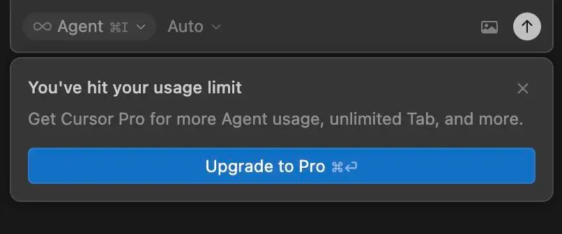 Cursor 在使用过程中弹出的 Usage Limit 提示
